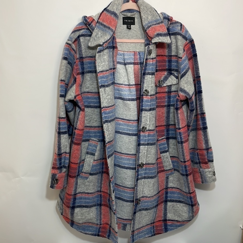 TRIBAL XL PLAID JACKET WITH REMOVABLE HOOD - Picture 6 of 14